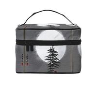 WXZYFP Bolsa de cosméticos de viaje Moon Pine Tree, esencial para los entusiastas de los viajes al aire libre, tiene una estructura interna simple, color negro, talla única