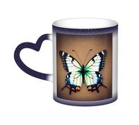 WXZYFP Bonita mariposa azul. Es una taza que cambia de color, negro para frío y blanco para calor, y más duradero después del lavado a mano. Pijama para mujer de manga corta, camisetas de pijama para