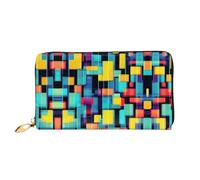 WXZYFP Cartera larga de cuero con diagrama geométrico cuadrado, impresión de doble cara, material de cuero de microfibra, unisex, impermeable y duradero