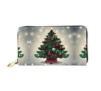 WXZYFP Cartera larga de piel con diseño de árbol de regalo de Navidad, impresión de doble cara, material de cuero de microfibra, unisex, impermeable y duradero, negro, talla única