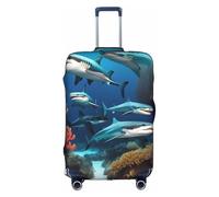 WXZYFP Coral de tiburón submarino. La funda protectora para la maleta con una impresión única de doble cara te ayuda a evitar llevar la maleta equivocada durante el viaje, color blanco, grande