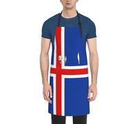 WXZYFP Delantal impermeable para adultos con estampado de bandera de Islandia con bolsillos, un buen ayudante para cocinar en la cocina, negro, talla única