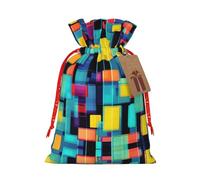 WXZYFP Diagrama geométrico cuadrado Bolsa de regalo de lino con cordón, Navidad, cumpleaños, embalaje de regalo de fiesta, fácil de lavar