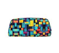 WXZYFP Diagrama geométrico cuadrado. El estuche está hecho de cuero de grano cruzado (PVC), forro 100% poliéster e impresión a pantalla completa