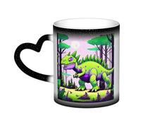 WXZYFP Dinosaurio verde negro. Es una taza que cambia de color, negro para frío y blanco para caliente, y más duradero después del lavado a mano. Pijama para mujer de manga corta, camisetas de pijama