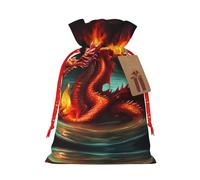 WXZYFP Dragon King in Fire Bolsa de regalo de lino con cordón, Navidad, cumpleaños, embalaje de regalo de fiesta, fácil de lavar