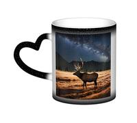 WXZYFP Elk in the Meadow Black Es una taza que cambia de color, negro para frío y blanco para caliente, y más duradero después del lavado a mano. Pijama para mujer de manga corta, camisetas de pijama