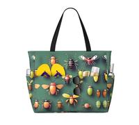 WXZYFP Insect Atlas es una bolsa de viaje de playa de gran capacidad hecha de 100% poliéster y tiene 7 bolsillos que pueden contener muchos artículos, negro, talla única