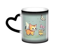 WXZYFP Kitten Butterfly Black Es una taza que cambia de color, negro para frío y blanco para caliente, y más duradero después del lavado a mano. Pijama para mujer de manga corta, camisetas de pijama