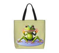 WXZYFP La divertida rana para hacer yoga es una práctica bolsa de un hombro, adecuada para ir de compras, viajar y necesidades de la vida diaria. Negro, talla única