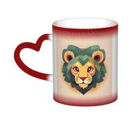 WXZYFP León rojo de dibujos animados. Es una taza que cambia de color, negro para frío y blanco para caliente, y más duradero después del lavado a mano. Pijama para mujer de manga corta, camiseta de
