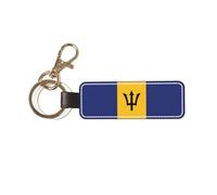 WXZYFP Llavero de coche con diseño de bandera de Barbados con personalidad creativa, llavero simple para hombres y mujeres, cordón para parejas.