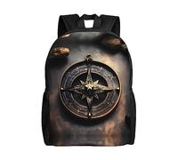 WXZYFP Magical Design Norse Runes Compass Mochila de cuerpo completo impresa de una sola cara, adecuada para viajes, deportes, trabajo, tela impermeable, negro, talla única