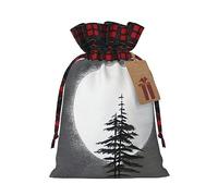WXZYFP Moon Pine Tree Colorblock - Bolsa de regalo de lino con cordón, 100% poliéster, adecuada para embalaje de regalo de Navidad