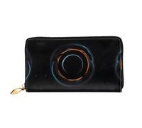 WXZYFP Mysterious Cosmic Black Holes Cartera larga de cuero, impresión de doble cara, material de cuero de microfibra, unisex, impermeable y duradero, negro, talla única