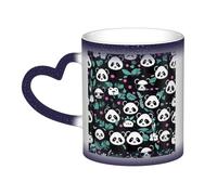 WXZYFP Panda Cute Face Blue Es una taza que cambia de color, negro para frío y blanco para calor, y más duradero después del lavado a mano. Pijama para mujer de manga corta, camisetas de pijama para