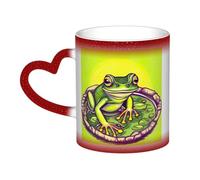 WXZYFP Rana en un estanque rojo. Es una taza que cambia de color, negro para frío y blanco para caliente, y más duradero después del lavado a mano. Pijama para mujer de manga corta, camisetas de