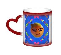 WXZYFP Sonriente amarillo pera roja. Es una taza que cambia de color, negro para frío y blanco para caliente, y más duradero después del lavado a mano. Pijama para mujer de manga corta, camiseta de