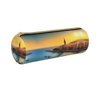 WXZYFP Sunset in Barcelona - Estuche de piel de grano cruzado respetuoso con el medio ambiente, ligero y portátil, adecuado para el uso diario.