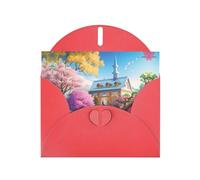 WXZYFP Tarjetas de felicitación de papel nacarado rojo de cuento de hadas de unicornio, brillantes en ambos lados, adecuadas para saludos de vacaciones.