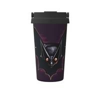 WXZYFP Taza de café frío portátil Black Ghost Bat, acero inoxidable 304, fácil de llevar, apertura de la tapa de la taza con un solo toque, conveniente para beber