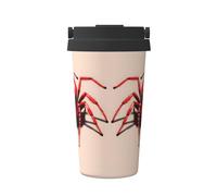 WXZYFP Taza de café frío portátil con bonita araña roja, acero inoxidable 304, fácil de llevar, apertura de la tapa de la taza con un solo toque, conveniente para beber
