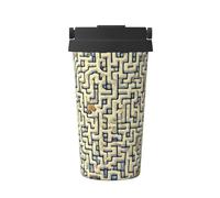 WXZYFP Taza de café frío portátil con mapa del tesoro del laberinto, acero inoxidable 304, fácil de llevar, apertura de la tapa de la taza con un solo toque, conveniente para beber