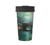 WXZYFP Taza de café frío portátil Little Bridge in the East, acero inoxidable 304, fácil de llevar, apertura de la tapa de la taza con un solo toque, conveniente para beber