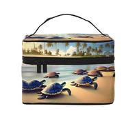 WXZYFP Turtles on the Beach - Neceser portátil multifuncional con diseño de capas internas y externas, fácil de organizar varios suministros.