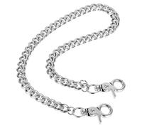 WY LIGHTING LEVEL Cadena de cintura de metal resistente, llavero punk, color plateado, hip hop, cierre redondo, gótico para pantalones, jeans, camionero, motociclista, motocicleta