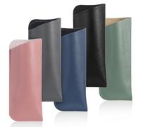 WY LIGHTING LEVEL Paquete de 5 estuches suaves de cuero para gafas, bolsas de viaje para gafas de sol, bolsas de gafas de lectura, fundas portátiles para gafas para mujeres y hombres, llaves, joyas