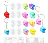 WYAHYQ 8pcs cráneo moldes de silicona mini moldes de fundición de resina moldes de resina epoxi colgante Halloween cráneo llavero