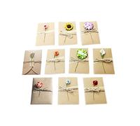 WYAN 10 piezas de postales decoradas-tarjetas de felicitación de flores secas de bricolaje,papel Kraft retro hecho a mano(175 * 110mm)