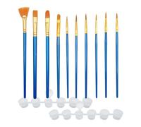 WYAN 10 Piezas Pinceles de Nylon,Pinceles para oleo En Forma de Abanico, para Acuarela,Gouache, Acrilico, óleo, Dibujo de Líneas(con Caja de 12 Pinturas de 3 ml)