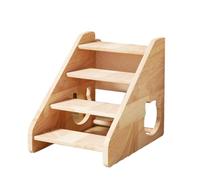 WYBZDA Madera Maciza Escalones para Perro para Gatos Soportan 75 Kg Escalera para Perros para Camas Cachorros Lesionadas Otomana Rampa para Perros con Barandillas(45.5 * 32.5 * 39.5cm)