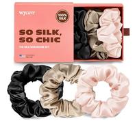 Wycare Coleteros de seda 100 % de seda, suaves para el cabello, coleteros de seda de morera para mujer, lujosos lazos para dormir para cabello rizado (juego de 3 rubores)