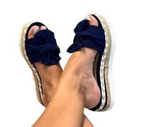 WYCcaseA Sandalias Mujer Verano Planas Sandalias con Lazo Chanclas Punta Abierta Sandalias de Plataforma Zapato De Playa Piscina Al Aire Libre Moda Fiesta Bohemias,Azul,39
