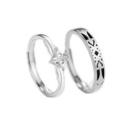 Wycian Alianzas de boda para hombre de plata 925 simple La princesa y el caballero ajustable moda para pareja unisex joyas de cóctel, Verstellbar, Plata de ley 925, Sin piedras preciosas