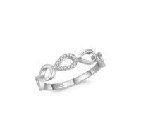 Wycian Alliance - Anillo de plata para mujer, 1,9 mm, diseño de lágrima hueca, talla para mujer elegante, 49, Plata de ley, Zirconia cúbica