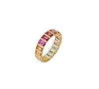 Wycian Alliance Grabado Personaliza Anillo Mujer Oro Dorado Oro Amarillo 9 quilates/14 quilates/18 quilates Rectángulo con piedras preciosas naturales coloridas de 1,2 ct y diamante talla moda para