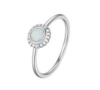Wycian Alliance Grabado Personalizado Anillo Oro Gris Blanco 9/14K Au375/Au585 4X4mm Ópalo para Esposa Hermana, 46.5, Oro blanco de 14 quilates, Ópalo