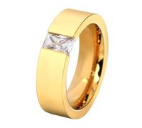 Wycian Anillo Boda, Anillo de Boda Oro Circonia Cúbica Acero Inoxidable Tamaño 17 Zirconia Cúbica Blanca Redonda Y Rectangular de 6 mm para Hermana