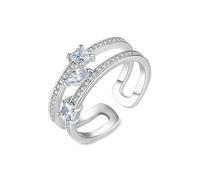 Wycian Anillo Boda Anillo Plateado Oro Blanco De 14 Quilates Diamante De Laboratorio Doble Capa Tamaño 13,5 Moda Para Esposa Boda Joyas