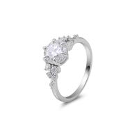 Wycian Anillo Boda Mujer Anillo Mujer con Piedra Oro Blanco De 9K Moissanita Redondo Tamaño 6,75 Popular Para Señoras Graduación Joyas