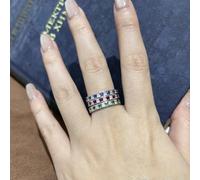 Wycian Anillo Boda Mujer Anillo Oro Blanco Mujer 18 Kilates Rubí de Laboratorio Cuadrado de 0,1 CT con Moissanita Y Diseño de Fila Talla 6,75 Sólido No Chapado Popular para Esposa Graduación Joyas