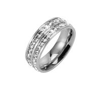 Wycian Anillo Boda Mujer, Anillos Compromiso Plata Circonia Cúbica Acero Inoxidable Tamaño 15 Zirconia Cúbica Blanca de Forma Redonda para Hermana