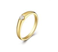 Wycian Anillo Brillantes Mujer Anillos Oro 9K con Diamante de 0,1 CT Talla 25 Sólido No Chapado Moderno para Esposa Graduación Joyas