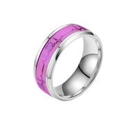 Wycian Anillo Compromiso Corazon, Anillos de Plata Mujer de Matrimonio Acero de Titanio Tamaño 15 Electrocardiograma Noctilucente de 8 mm de Ancho para Tía