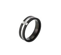Wycian Anillo Compromiso Mujer, Anillos Negros Mujer Circonia Cúbica Acero Inoxidable Tamaño 25 6mm Redonda con Circonita Cúbica para Madre Joyas