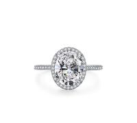 Wycian - Anillo con nombre para mujer, anillo de niña, adolescente, plata, 1,6 mm, halo con circonita, tamaño ovalado, para señoras clásicas, 59, Plata de ley, Zirconia cúbica